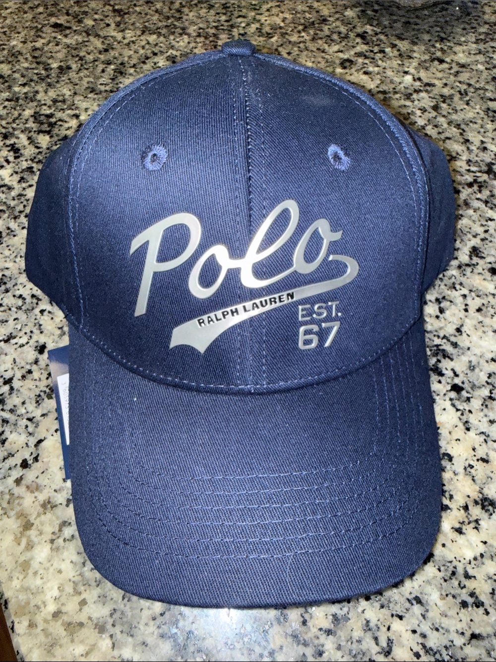 Ralph Lauren Navy Polo Script Baseball Hat